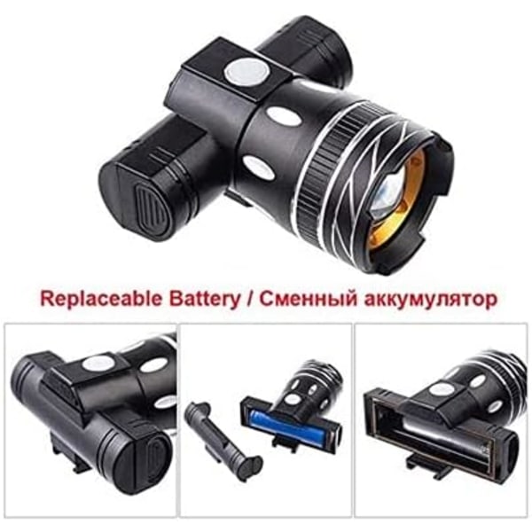 Sykkellykt, Supersterk 2000 Lumen Sykkellykt USB Oppladbar 3 Lysmoduser Sykkellys for Sikker Sykling i Mørket