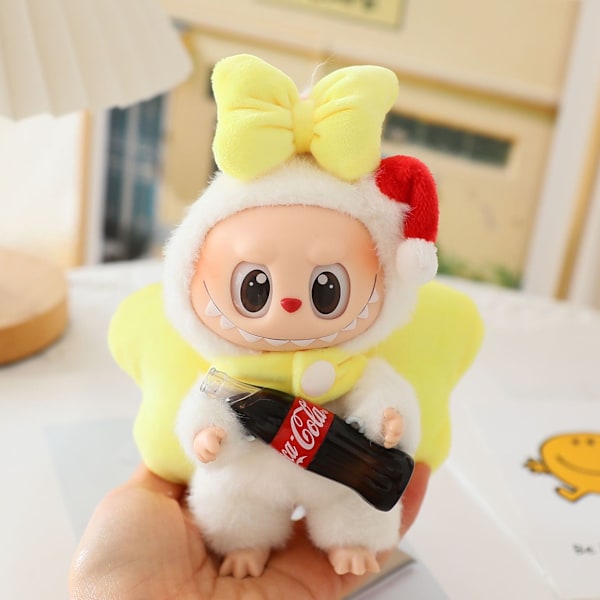 /NC/Labubu Första & Andra Generationen Plysch Snögubbe Hänge Babykläder för Party Outfit för Dockor & Tillbehör Rose red bow set (doll not included)
