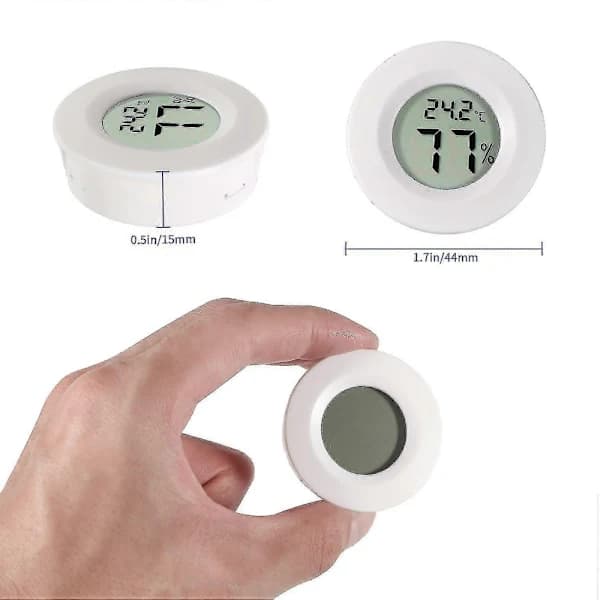 3 stk Mini Rund Hygrometer Termometer Digital LCD-skjerm Innendørs Gave