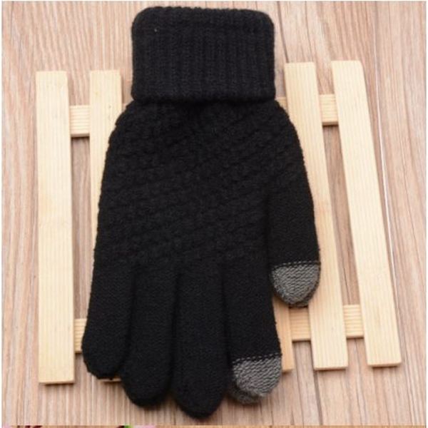 Strikhandsker - touchscreen - one size - varm vinterfavorit - Sort