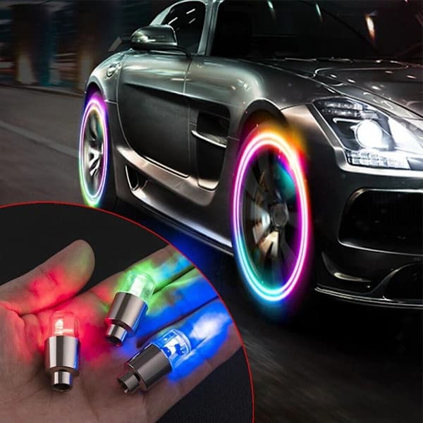 4 stk. Bilhjulslys Luftventil LED-lys FARVE 2 FARVE 2 Farve 2