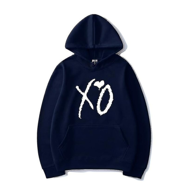 The Weeknd Printed huvtröjor Xo Mode Print Huvtröja Herr Kvinnor Harajuku Hip Hop Pullover Hoodie Toppar XL Navy