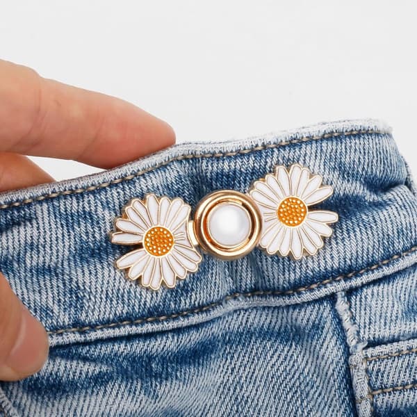 4-delt sæt til taljetilpasning Jeans Forkorter Krog Udtrækkelig Knap Justerbart Tusindfrydmønster
