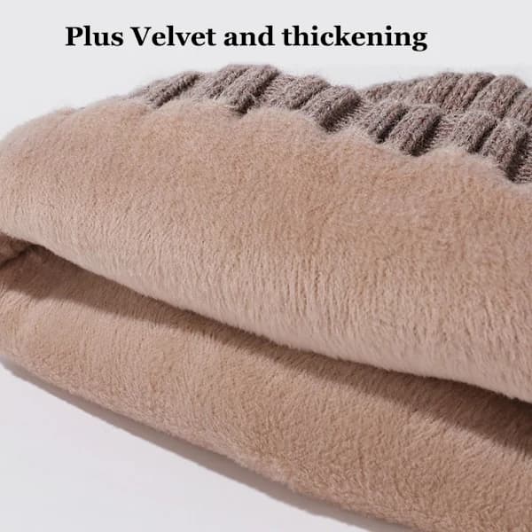 Fleece Varm Stickad Mössa Manschettstickad Mössa SVART svart