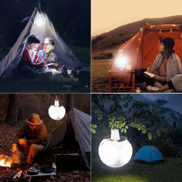 Campinglampe Deluxe - Solcelle + USB - Foldbar -/NC/