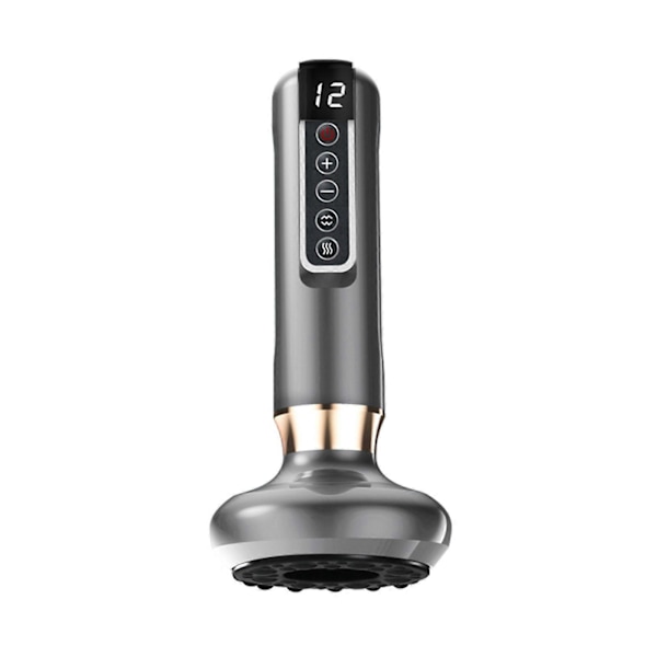 Smart Koppningsmassageapparat – 12 Justerbara Värme- & Tryckinställningar | Gua Sha + Snabbladdning | Professionell Avkoppling Hemma 12 gears gray Red light