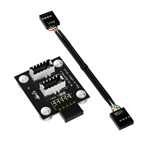 Dobbelt USB 3.1 Frontpaneludtag Nøgle-A Type-E til USB 2.0 9-benet Bundkortstik Han Kabel