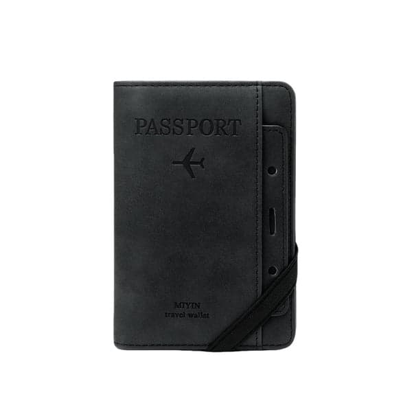 Passfodral / Reseplånbok med RFID-skydd Svart