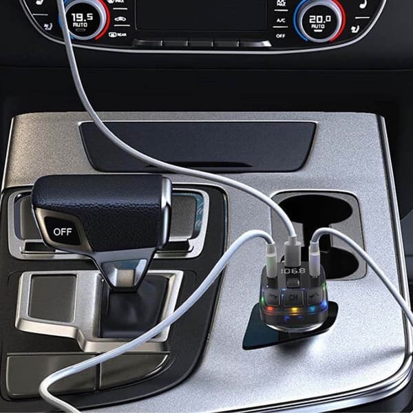 Bluetooth Car Adapter Charger PD | Wireless FM Transmitter & Music Player with USB Black black