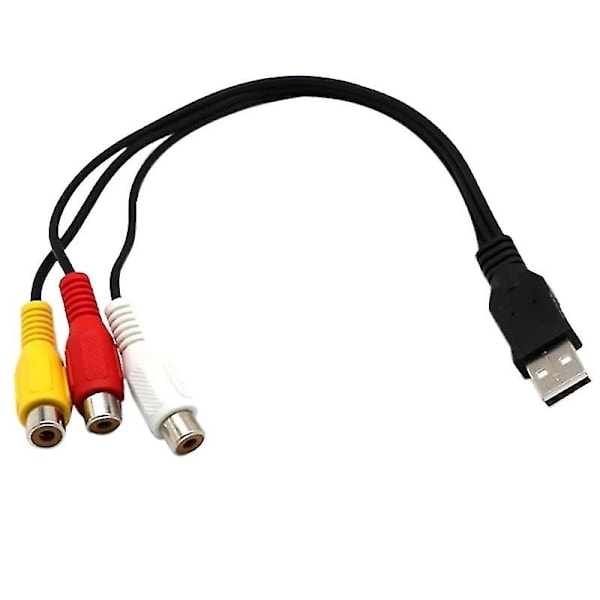 USB til 3RCA-kabel USB-hunn til 3 RCA RGB Video AV Kompositt Adapter Konverteringskabel Ledning Kobling-dt-WELLNGS/NT/