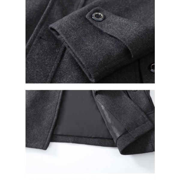 Ullkåpe for menn, høst og vinter, dobbel krage, ullkåpe, tykk ullkåpe, lang jakke grey xxl