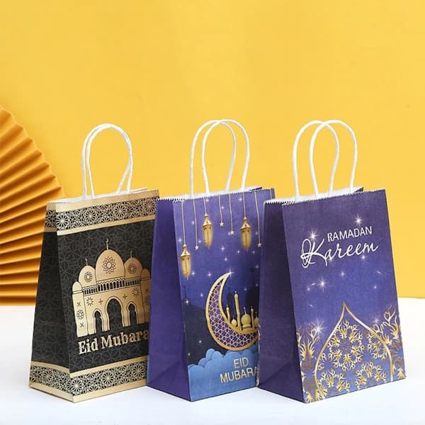 6 stk Eid Mubarak Papirposer Gaveesker STIL 3
