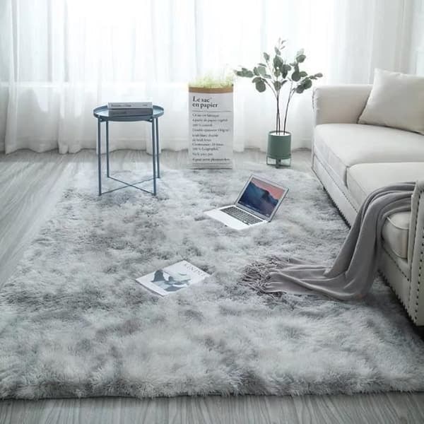 Shaggy matta, enkel modern fluffig vardagsrum sovrum ultramjuk mikrofiber - ljusgrå-80*160cm-YOLISTAR_NN