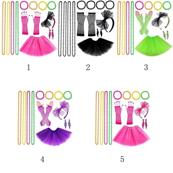 Neon 80-tals Festkläder Kostym Set Tutu Kjolar 5 5