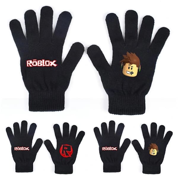 Roblox Spel Stickade Handskar med Alla Fingrar Vinter Barnhandskar – max B