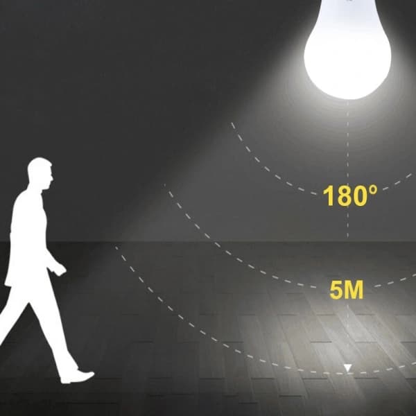 E27 LED-pære med bevegelsessensor, 7W, hvit, 2-pakning