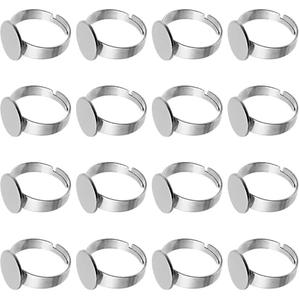 /NN/20 stk. Ringemner Justerbare Fingerringe Runde Rustfrit Stål DIY Smykkefremstillingsmateriale