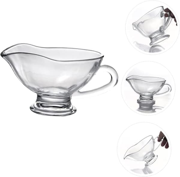 2 stk. Sovsekande Salat Flødekande Mini Sovsebåd Sovseskål Sovsekande Steg Sovs Madglas, 12,5X9X6CM, Transparent