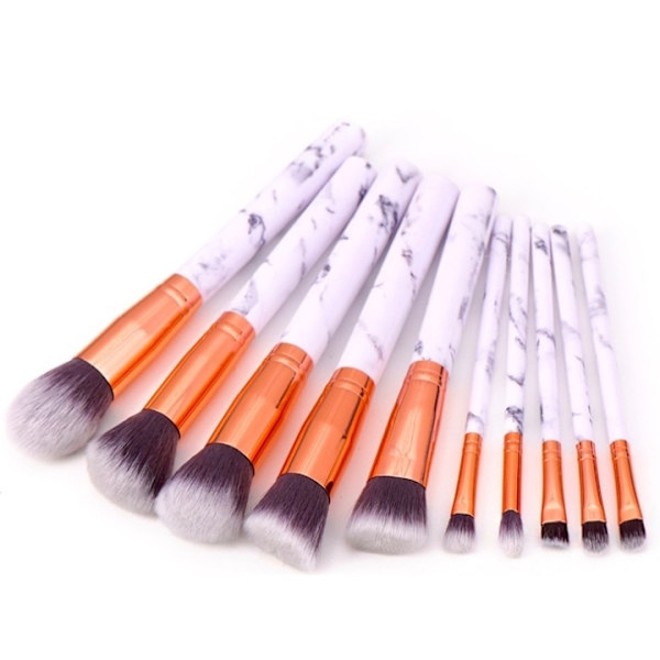 Professional Gentle Makeup Brushes 10-Pack, Marble White 100