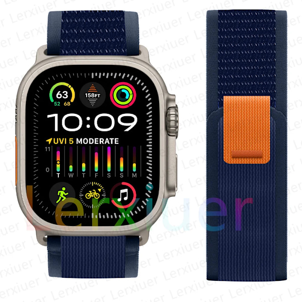 Trailrem for Apple Watch Ultra 2 reim 49mm 44mm 45mm 40mm 41mm 38mm 42mm 45 44 mm armbånd iWatch series 8 9 7 6 5 3 se blå blue/NC/ 42 44 45 49mm blue