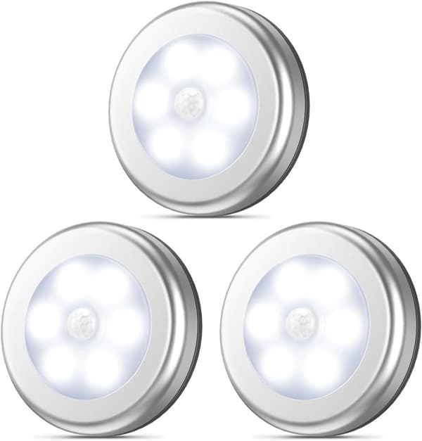 Bevegelsessensorlamper - LED Spotlights - 3-pakning - Sølv-Hvit