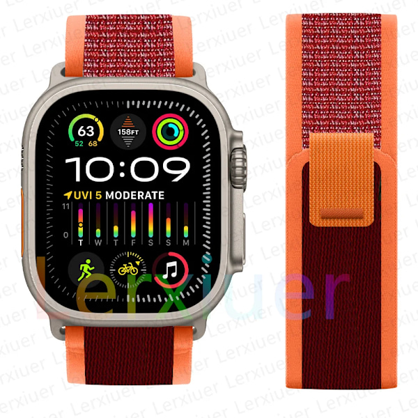 Trailrem til Apple Watch Ultra 2 rem 49mm 44mm 45mm 40mm 41mm 38mm 42mm 45 44 mm armbånd iWatch series 8 9 7 6 5 3 se Rød orange Red orange/NC/ 42 44 45 49mm Red orange