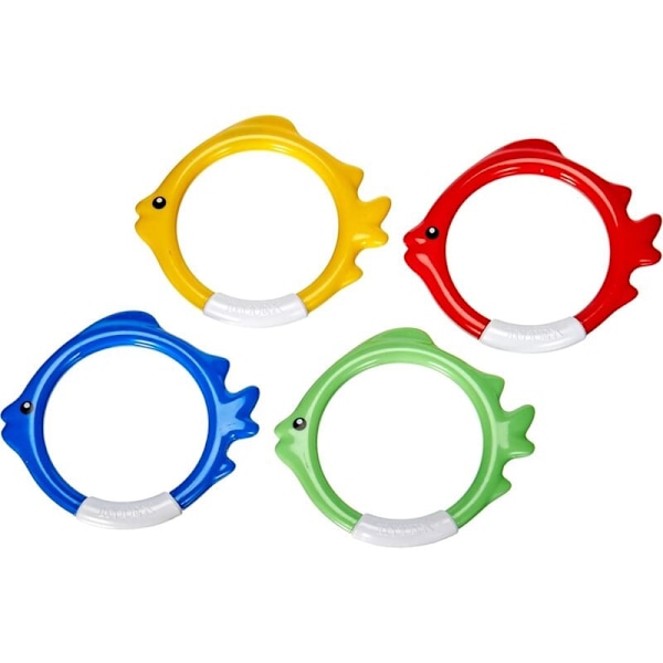 4 vægtede ringe til dykkerspil 55501 12 x 12 x 2 cm Grøn/Rød/Gul/Blå-/NC/