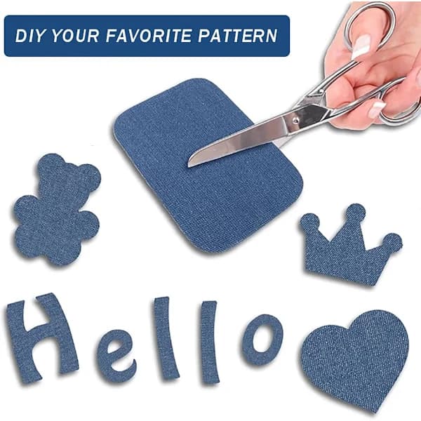 5 denimtilkkurullaa - 5 eri väriä - 8cm x 51cm per rulla