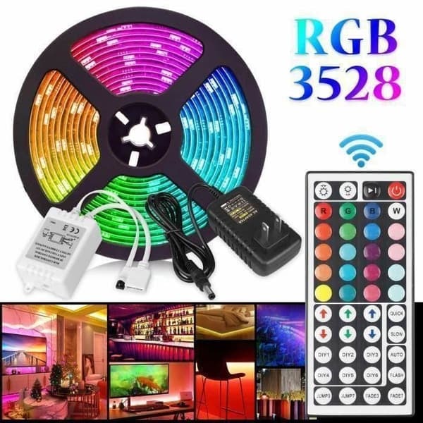 {NT}3528 RGB 300 LED Strip Lights + 12V 2A Strömförsörjning + 44-knapps IR-fjärrkontroll LD614 - 5 m