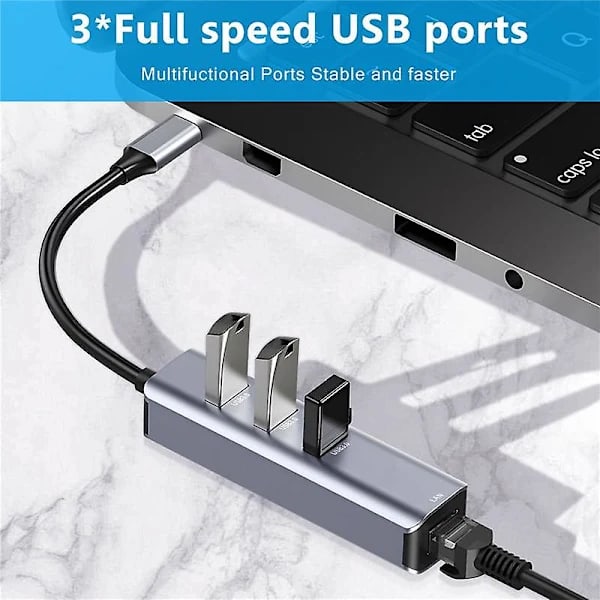 Usb C til Ethernet-adapter, rj45 til Usb C til 3/type-c Gigabit Ethernet LAN-netværksadapter til Pro