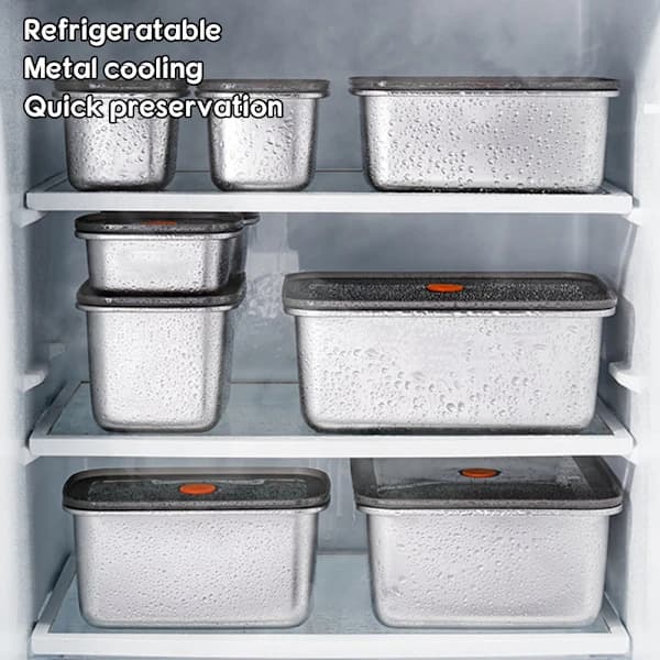 Stainless Steel Container with Clear Lids Leakproof Vegetable Storage Box Kitchen Accessories 1000Ml