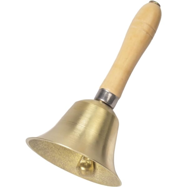 [NT] 11 cm käsikello kahvalla, messinkinen käsikello, metalliset käsikellot, suuri käsikello, tonttukäsikellot kotiin, juhliin, koristeluun