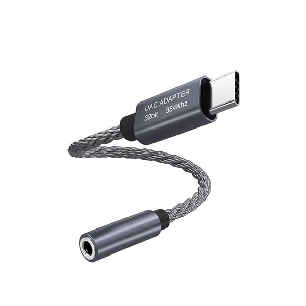 32-biters / 384 kHz USB-C til 3,5 mm lydadapterkabel DAC-adapter Grå