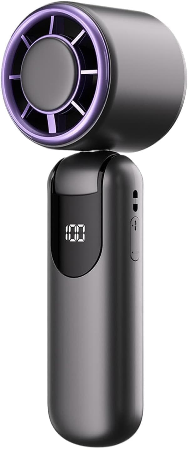 Genopladelig USB-ventilator, sammenklappelig, 100 hastigheder, LED-display, mørkegrå til udendørs brug