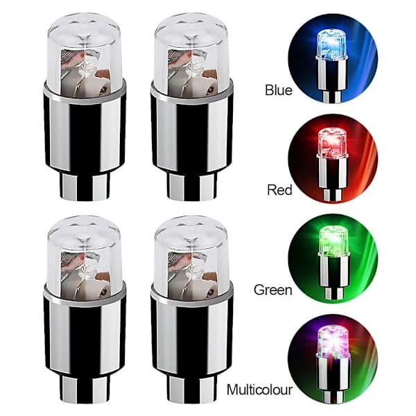 4 stk. Bilhjulslys Luftventil LED-lys FARVE 2 FARVE 2 Farve 2