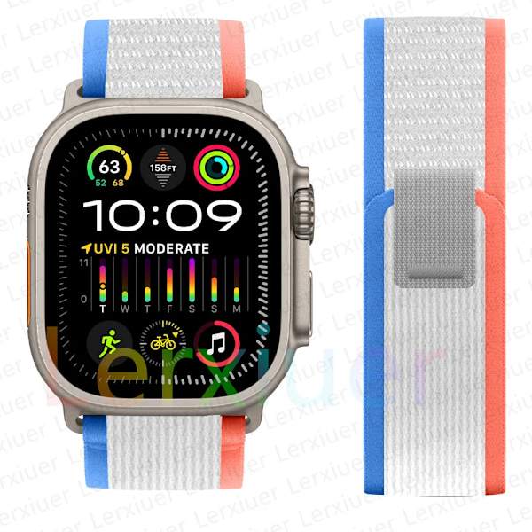 Trailrem for Apple Watch Ultra 2 reim 49mm 44mm 45mm 40mm 41mm 38mm 42mm 45 44 mm armbånd iWatch series 8 9 7 6 5 3 se blå oransje blue orange/NC/ 42 44 45 49mm blue orange