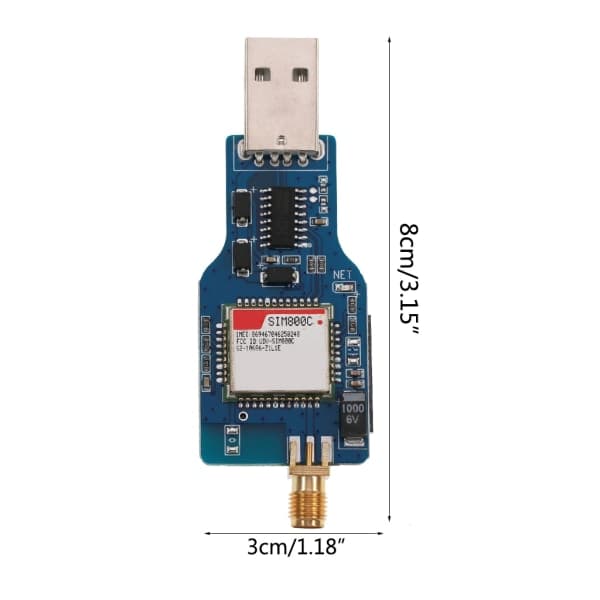 USB til GSM-modulbrett Quad Band GSM/GPRS SIM800C SIM800-modul med trådløs Bluetooth-kompatibel 2,4 GHz-antenne_ NN