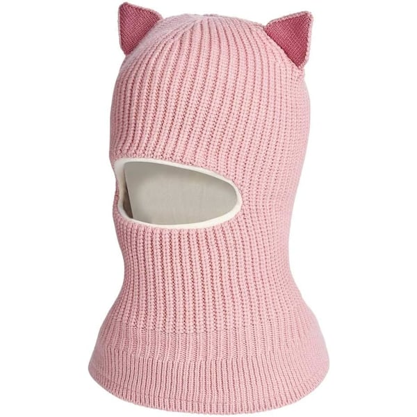 Baby Flickor Pojkar Vinter Varma Halsduk Sjal Mössa Stickad Söt Ansiktsmask Balaclava, Rosa