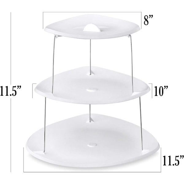 Hopfällbar 3-vånings serveringsbricka: Dekorativ design som viks ihop, en elegant bricka för smörgåsar, kakor, ost och charkuterier/NT/