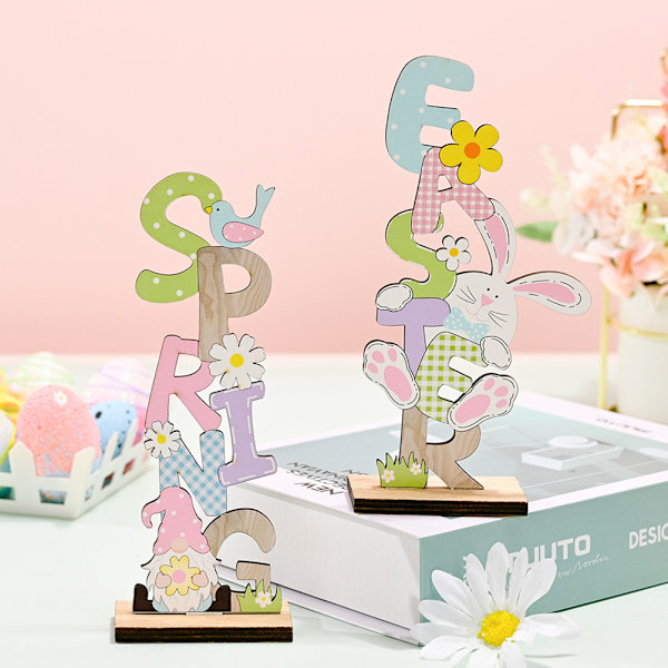 Eco-Friendly Wood Craft, Versatile Easter Decor, Wooden Rabbit Table Decorations for Spring Holiday Table, Rustic Easter Bunny