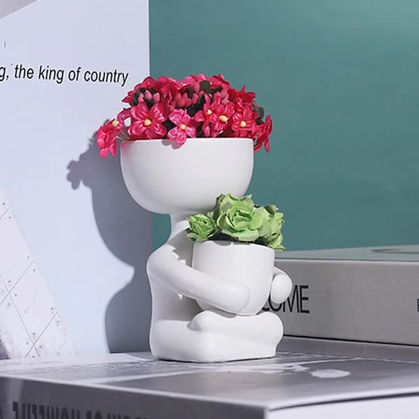 Abstrakte Figurer Blomsterpotter Keramisk Vase VIT A A Hvit A-A