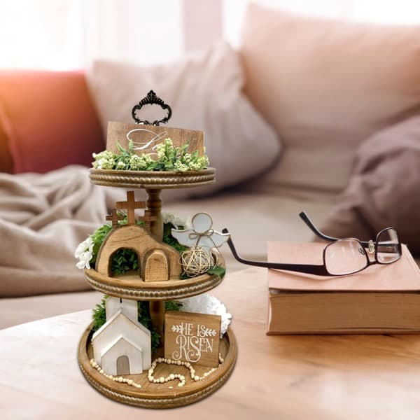 [NT] Jesus grav Påskbricka Bundle Kit Scen Ornament Trästaty Heminredning A