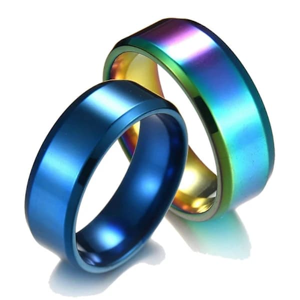 1 stk. Ring Unisex Rustfrit Stål Spejl Let Fingerring Til Bryllup Rosaguld Rose Gold US 9