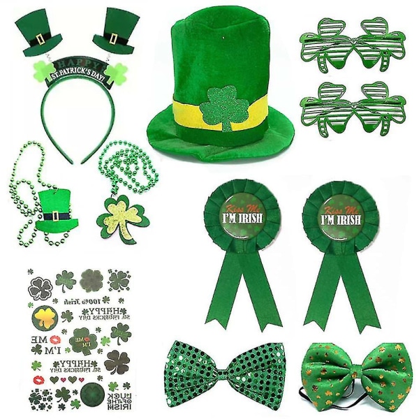 St. Patrick's Day Irish Festival Green Party Costume Set Fancy Dress Up Accessoarer
