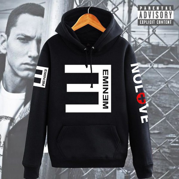 Eminem Sweatshirt Eminem Anti-e Hip-hop tjock tröja för män och kvinnor hoodie L black