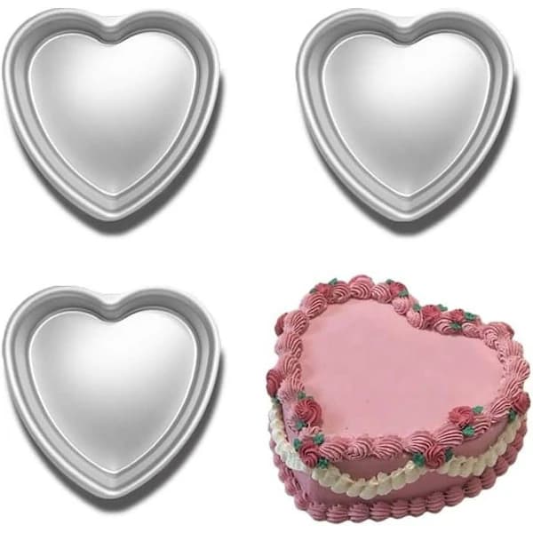 Hjerteformede bageforme - Aluminium bageforme - Valentinsdag, bryllupper, fødselsdage osv. (Sæt med 3 hjerteformede bageforme, 20 x 5 cm)