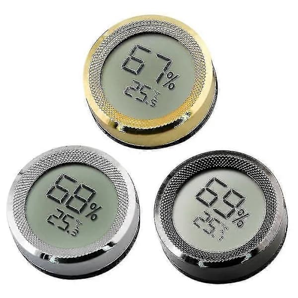 NA/1 stk. Sølv Cigar Humidor Hygrometer Mini Digital LCD Display Sensor