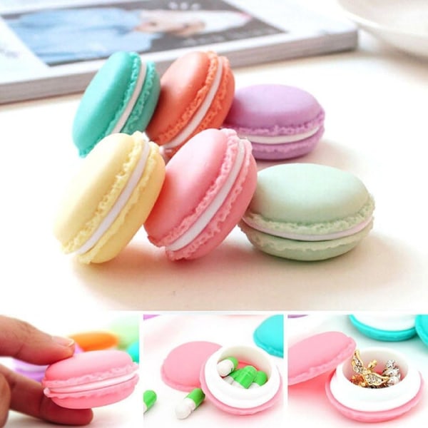 12st Mini Macaron Box för örhängen SD-kortförvaring