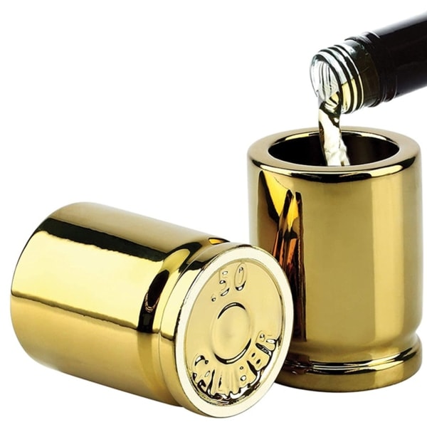 [NT] Rustfritt stål snapsglass 2 stk Creative Caliber Kuleformet koppkrus for bar hjem 50ml Gull To