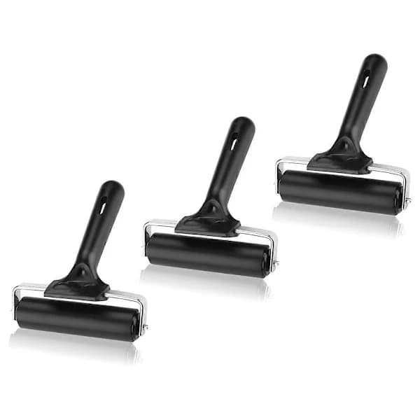3 st Gummi Brayer Roller Stämplingsroller Limningsroller Verktyg för Tryckning, Limningsapplikation, 9,5 cm Bredd